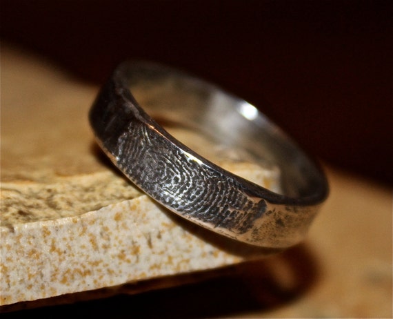 Fingerprint Ring - Band - Men's or Women's solid silver fingerprint band - Pure Silver - free shipping in the US