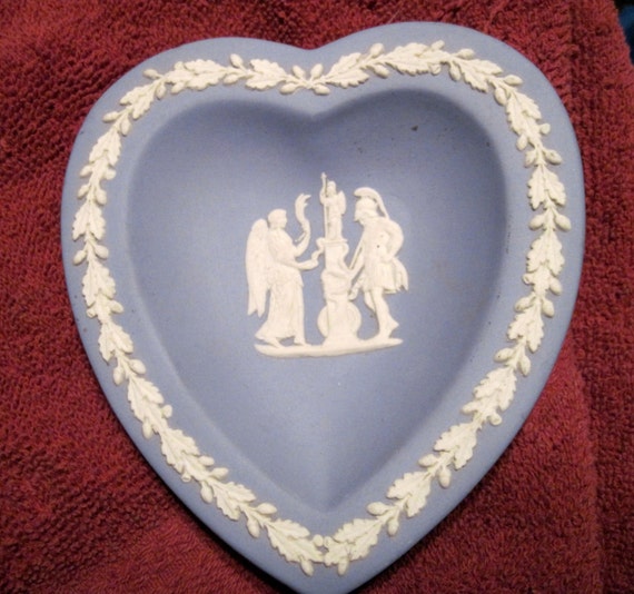 Wedgewood Heart Dish Trinket Plate Light Blue Jasperware