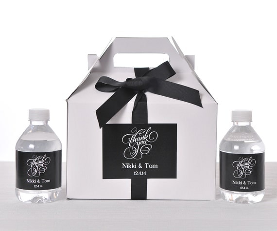 25 Wedding Favor Box / Welcome Box Labels Gable Wedding Box Set with 50 Water Bottle Labels Il_570xn