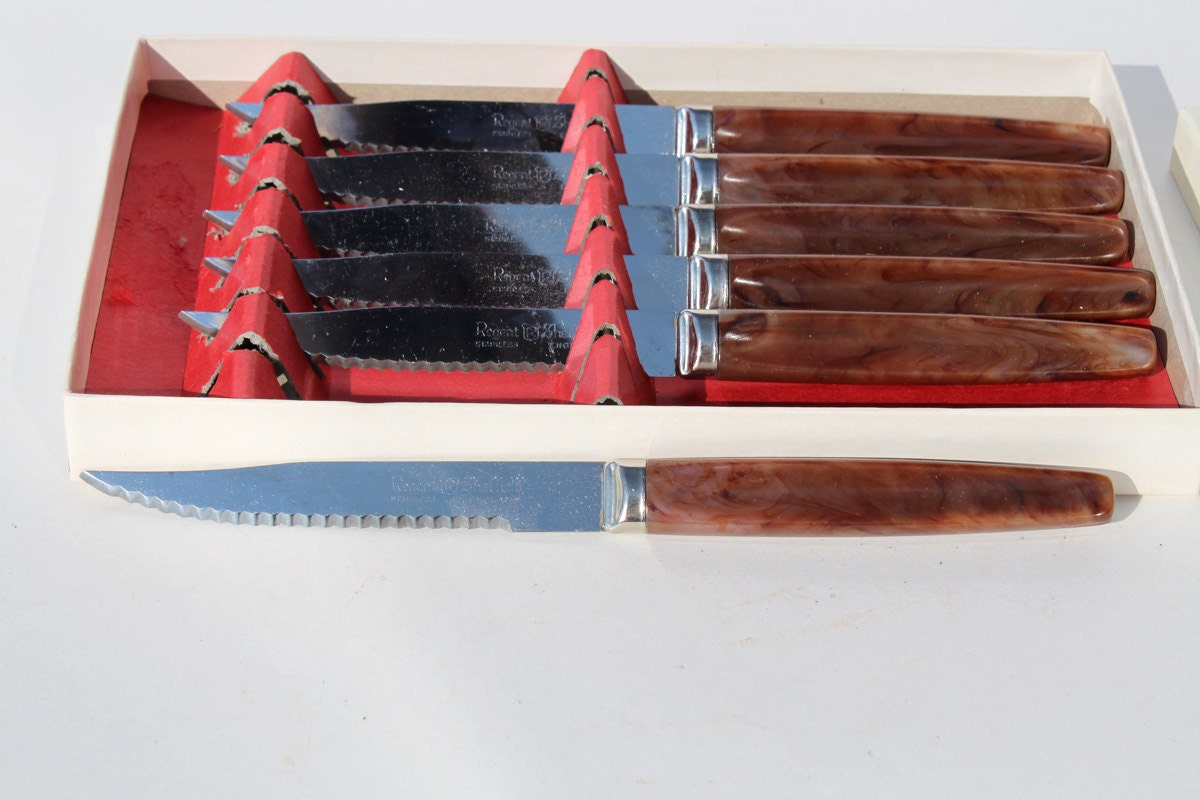 Vintage Regent Sheffield Steak Knife Set Stainless Steel