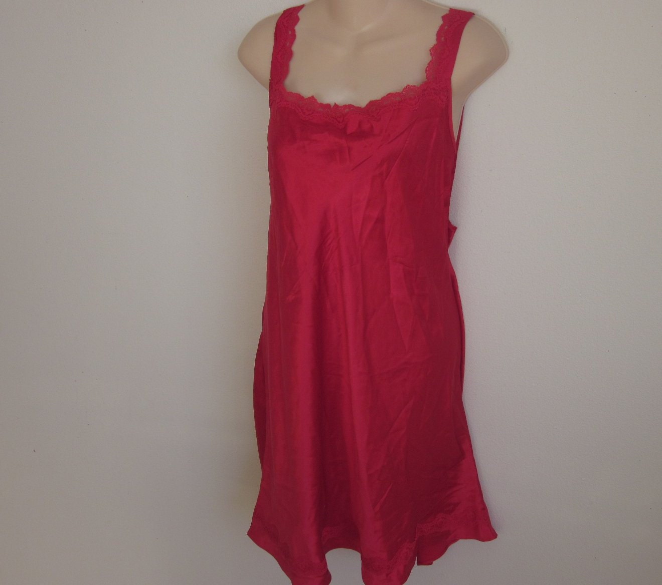 Vintage Olga nightgown RED SILK sexy baby doll by divasvintage