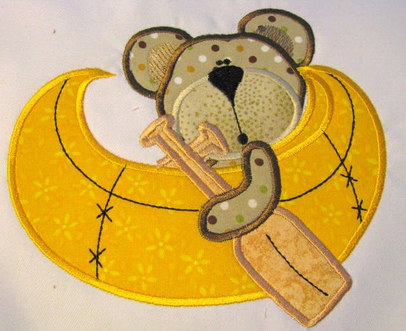 Canoe With Bear Machine Applique Embroidery Design by 