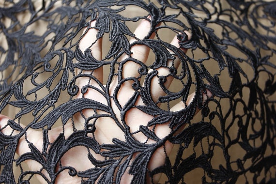 Black Lace Fabric, Crochet Lace Fabric ,Black Wedding Dress Fabric ...