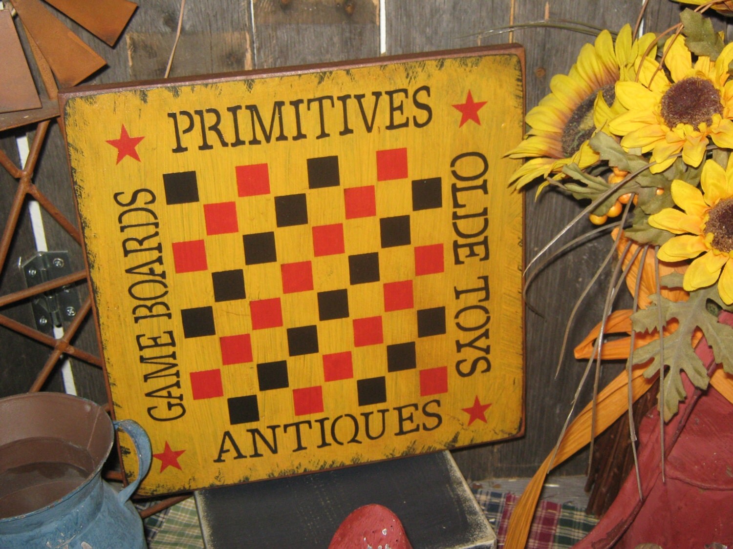 Primitive Wood Game Board Sign Primitives Olde Toys