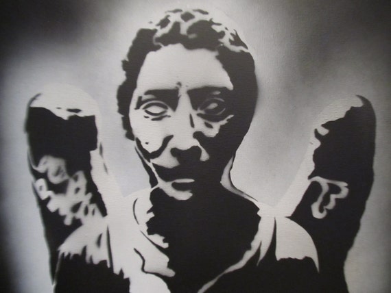 items similar to spray paint stencil art doctor who weeping angels
