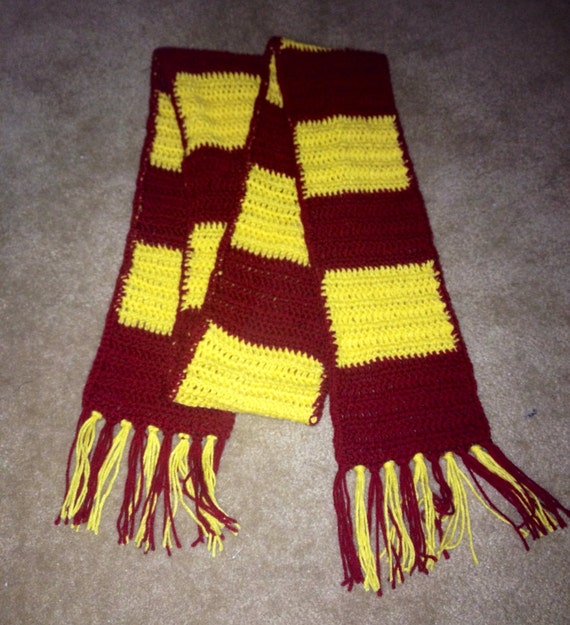 Items similar to Harry Potter Gryffindor house crochet scarf, early ...