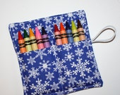 Crayon Rolls Snowflakes on Blue, holds 10 Crayons, Christmas School Party Favors Il_170x135