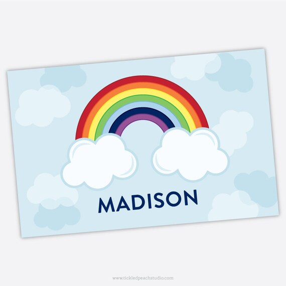 Personalized Childrens Placemat - Rainbow - laminated, double-sided Il_570xn