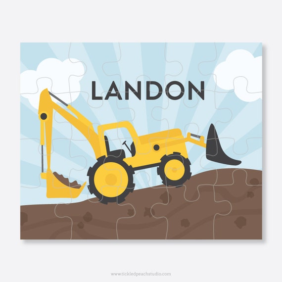 Personalized Puzzle for Kids - Construction Puzzle / Digger / Backhoe Il_570xn