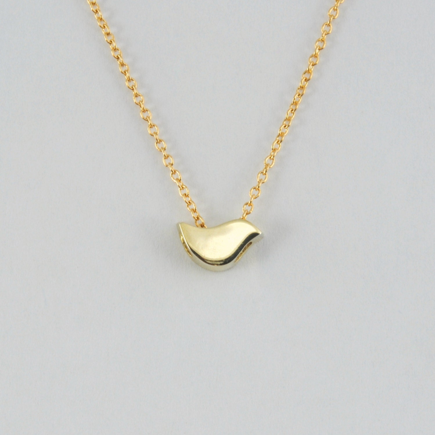 Solid 14K Gold Bird Pendant