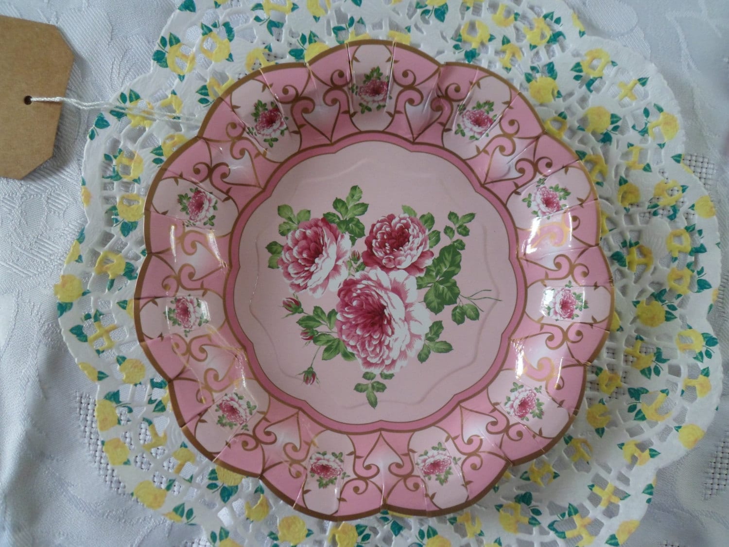 12 Vintage Floral Tea Party Paper Plates in 3 by oohluckyhen