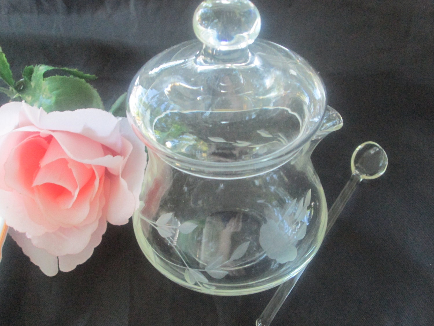 Vintage Crystal Princess House Mustard Jar Condiment Jar