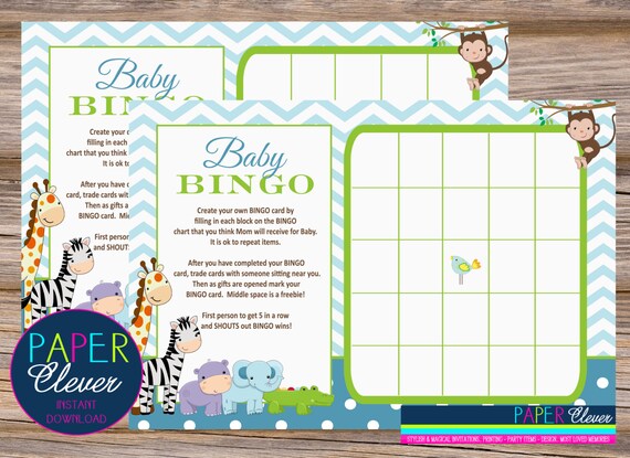 Baby shower game "BINGO" - jungle, modern - instant download #278097 Il_570xn