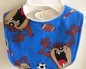 Small Snap-Closure Baby Bib Taz Sports Cotton Print
