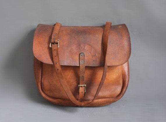 vintage leather mailbag