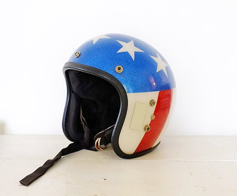 Vintage 1970s Stars and Stripes Motorcycle Helmet