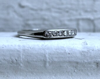 Vintage Channel 14K White Gold Diamond Wedding Band - 0.28ct