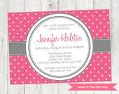Printable Graduation Party Invitation - Graduation Themed Polka Dot Invite - Colors and Text Customizable Il_170x135
