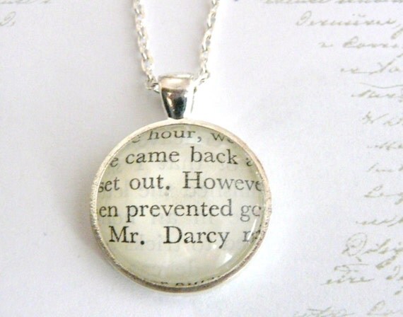 Mr Darcy Pride and Prejudice Necklace Novel by missbohemia on Etsy