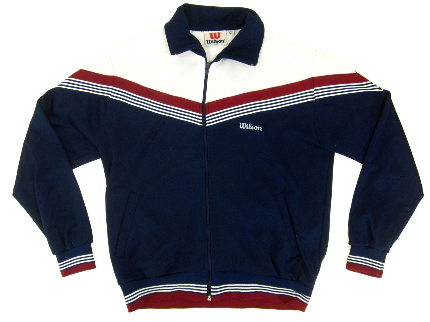 Vintage 1980s Track Jacket Red White and Blue by ApparelVintage