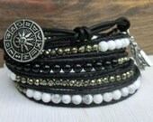 Coco - Leather Wrap Elegant Gorgeous Genuine Japanese Powerstone Gemstone Leather Wrap Bracelet made in Japan by Off on a Whim