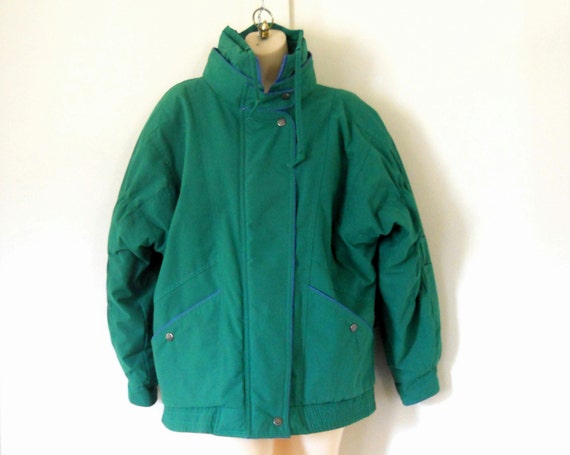 Women Winter Coat Women Green Coat 80s Ski Coat 80s Ski Jacket