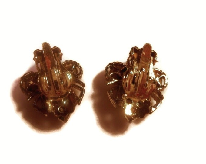 Amber rhinestone earrings - Juliana style prong set clip earrings perfect for wedding or prom