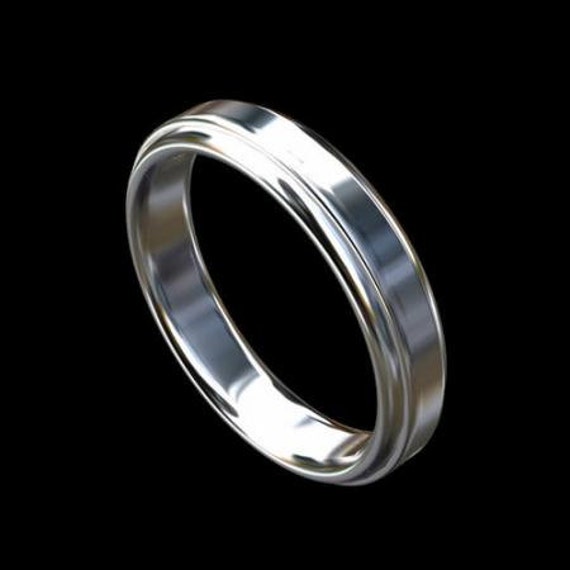 Men's Solid 14K White Gold Wedding Band Ring 4mm Wide