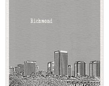 Richmond VA Virginia City Skyline A rt Print Poster - World Traveler ...