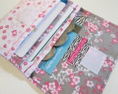 Items similar to Floral Women&#39;s Wallet, Cards & Cash Wallet, Fabric Wallet, Hot Pink, Gray ...