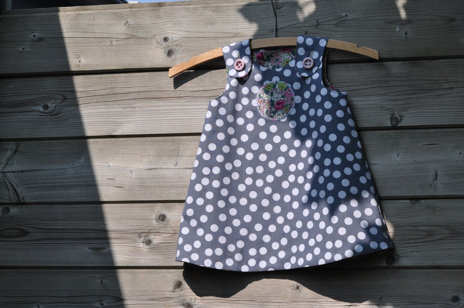 Reversible dress for 2 year old little girl in 100 cotton