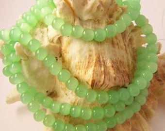 Light Green Milk Glass Beads - 6mm - 14" Strand