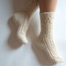 Luxurious hand knit wool socks. White wool lace socks. Gift for her. Valentines gift. Lingerie socks. Bed socks. Boudoir. House socks.