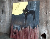Halloween Black Cat, Scary Cat Plaque, Wall Hanging, Door Art, OFG Team