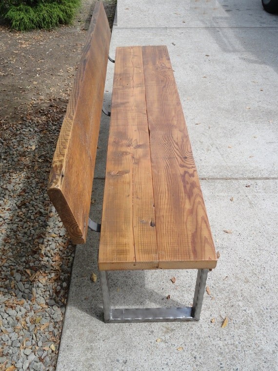 6 ft Bench with back and rectangular legs made by MtHoodWoodWorks