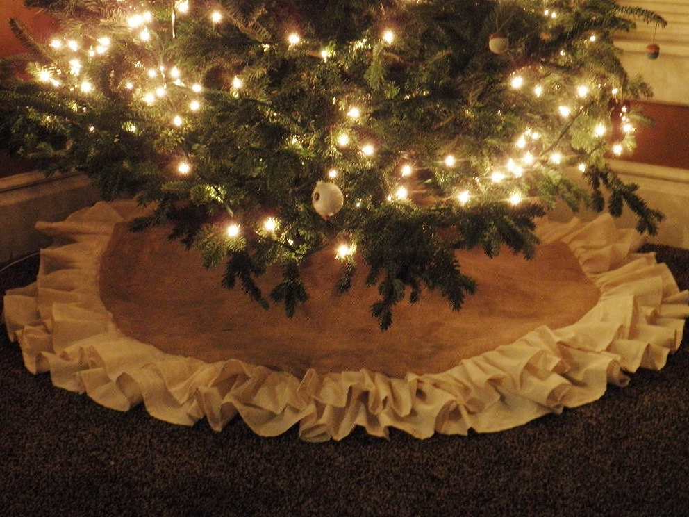 58 Double Ruffle Burlap Tree SkirtNatural