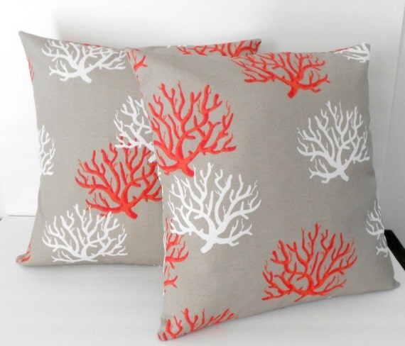 Items similar to Outdoor pillows patio decor coral pillow covers 18 X 18 inches decorative ...