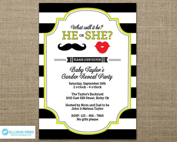 Gender Reveal Invitation - Gender reveal party - Gender reveal printable - Baby Reveal Invitation - Mustache gender reveal invitation Il_570xn