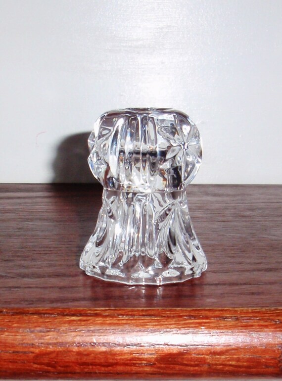 CLEAR LEAD CRYSTAL Toothpick Holder or Shot Glass Star Fan Cut
