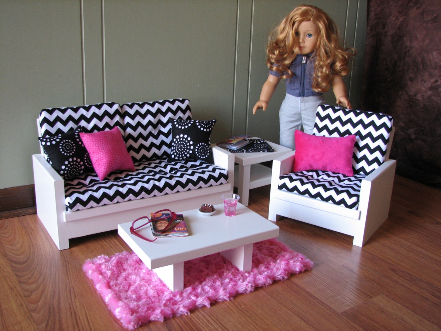 18 Doll Furniture American Girl sized Living Room