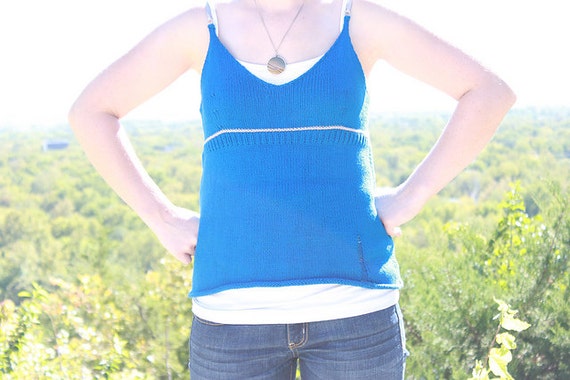 Blue & Gray Cotton Tank Top