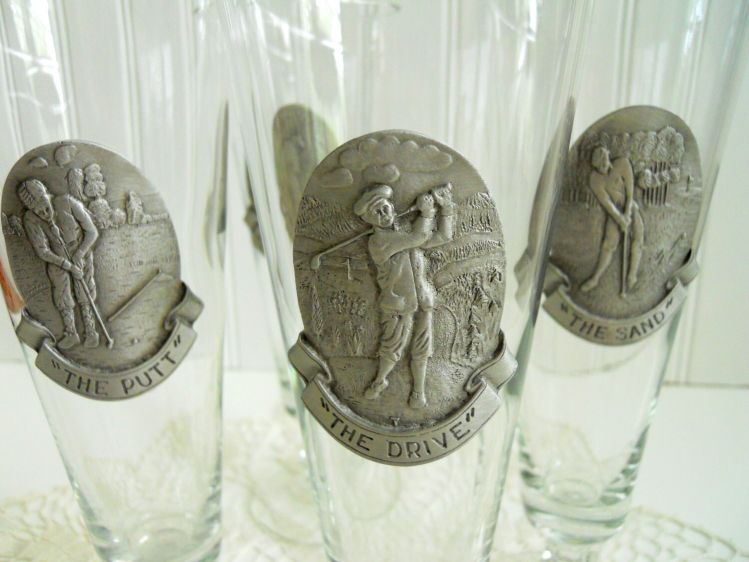 Golf Beer Glasses / Golf Emblems /Pewter Emblems / 19th Hole