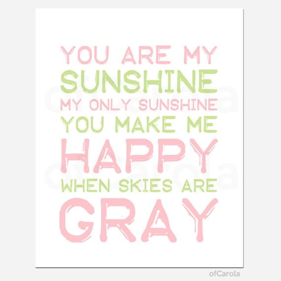 Items Similar To Baby Girl Nursery Print You Are My Sunshine Quote Wall 