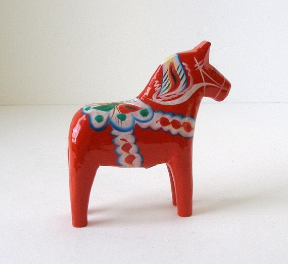 Vintage Nils Olsson Red Dala Horse 5in Tall Dalahemslojd