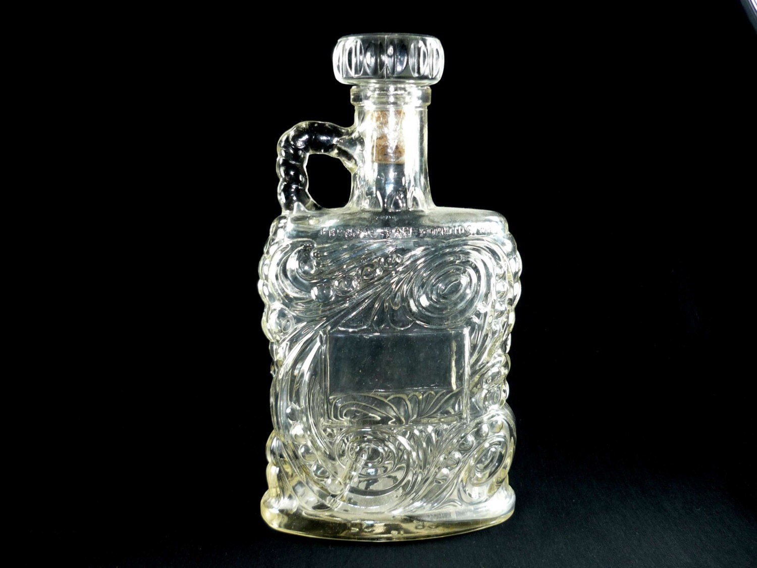 Mid Century Glass Decanter Vintage Old Forester Whiskey Empty