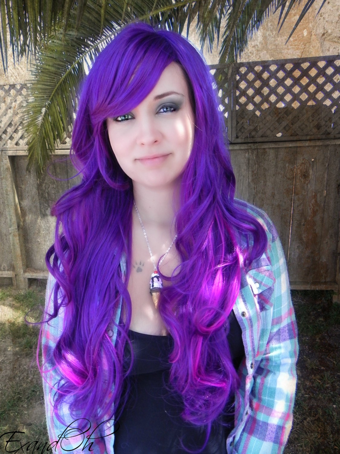 Illicit Dreams / Purple and Neon Violet / Long Curly by ...