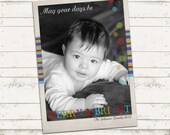 Custom Photo Christmas Card - 7X5 printable download - Merry xmas, red, green, blue, purple, orange, holiday, Merry, Bright Il_170x135