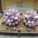 Reserve for A Vintage Pink Enamel Rhinestone Floral Earrings, Artisan Upcycled