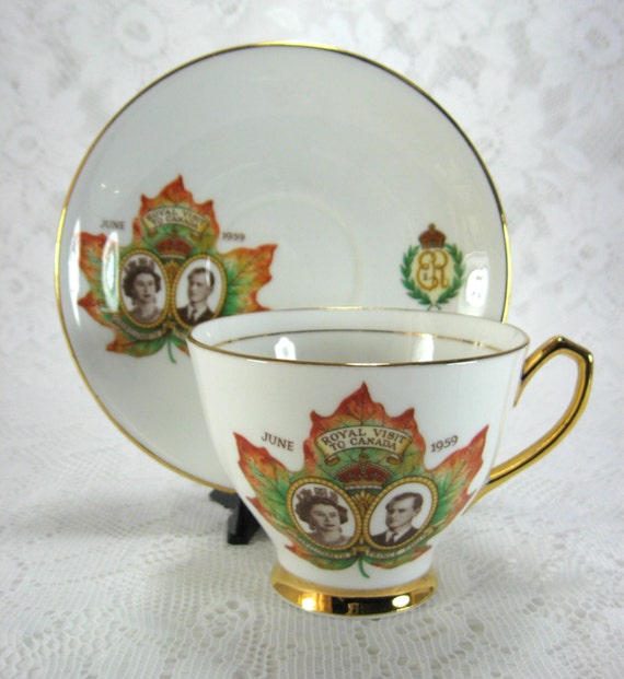 Vintage Cup And Saucer 1959 Royal Visit To Canada Queen