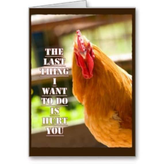 Lustige Huhn Hahn Get gut NotizKarte mit Spruch